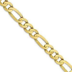 Men's 7.5mm, 10k Yellow Gold, Figaro Chain Necklace, 24 inch